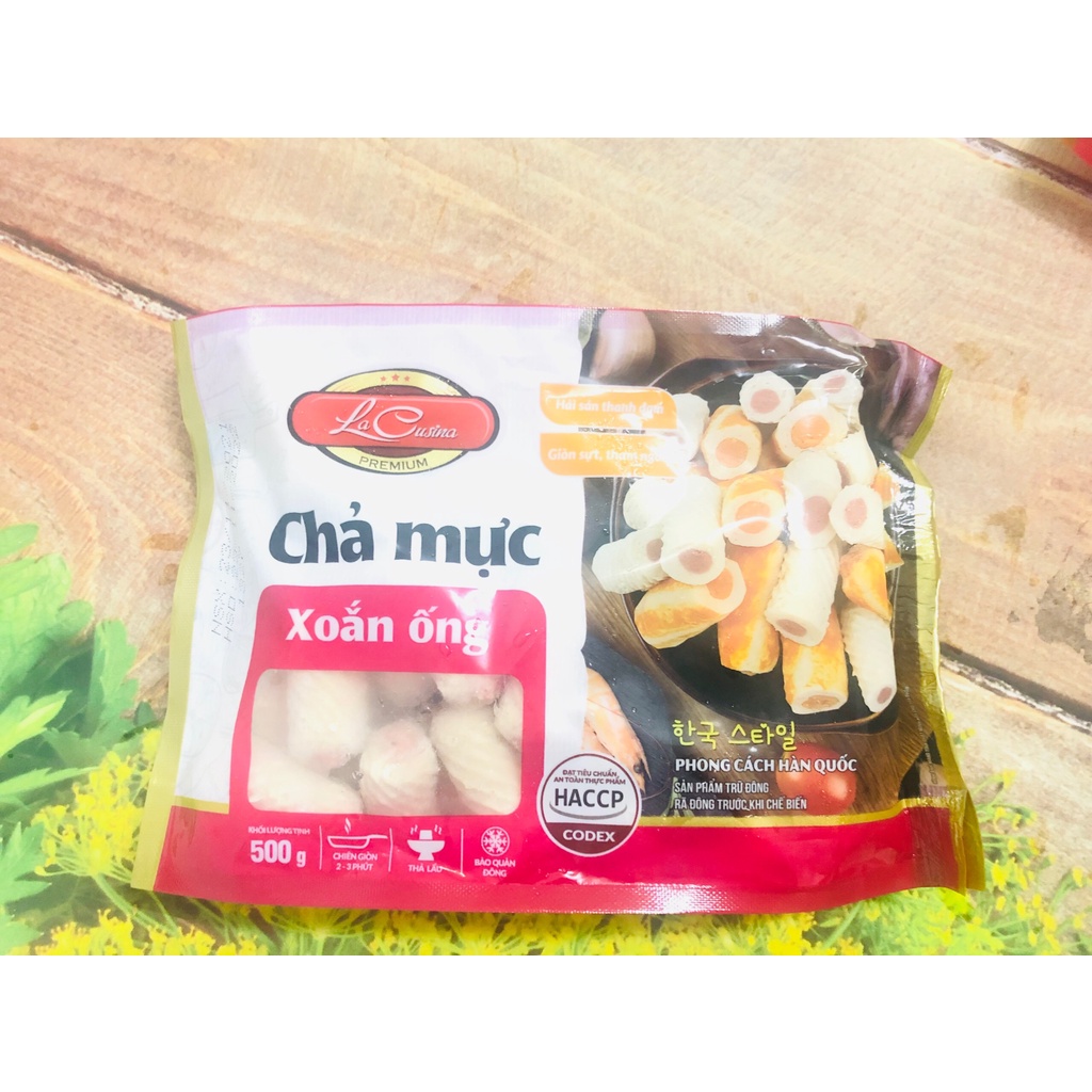 500g chả  mực xoắn ống Lacusina