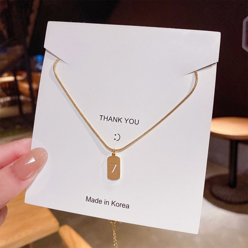 XiaoboACC Vòng Cổ Bằng Thép Titan Mặt Hình Số 7 Thời Trang Hàn Quốc 40cm + 6cm