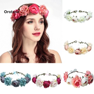 Vòng hoa cài tóc dạng vòng hoa lụa cho cô dâu