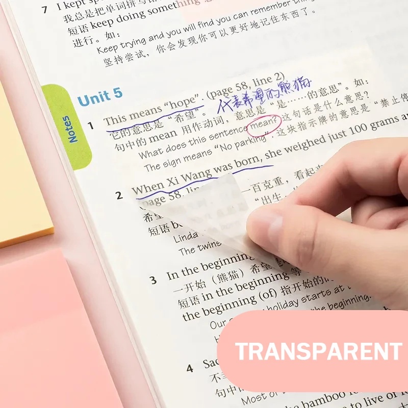 50 Giấy Ghi Chú Trong Suốt Nhiều Màu