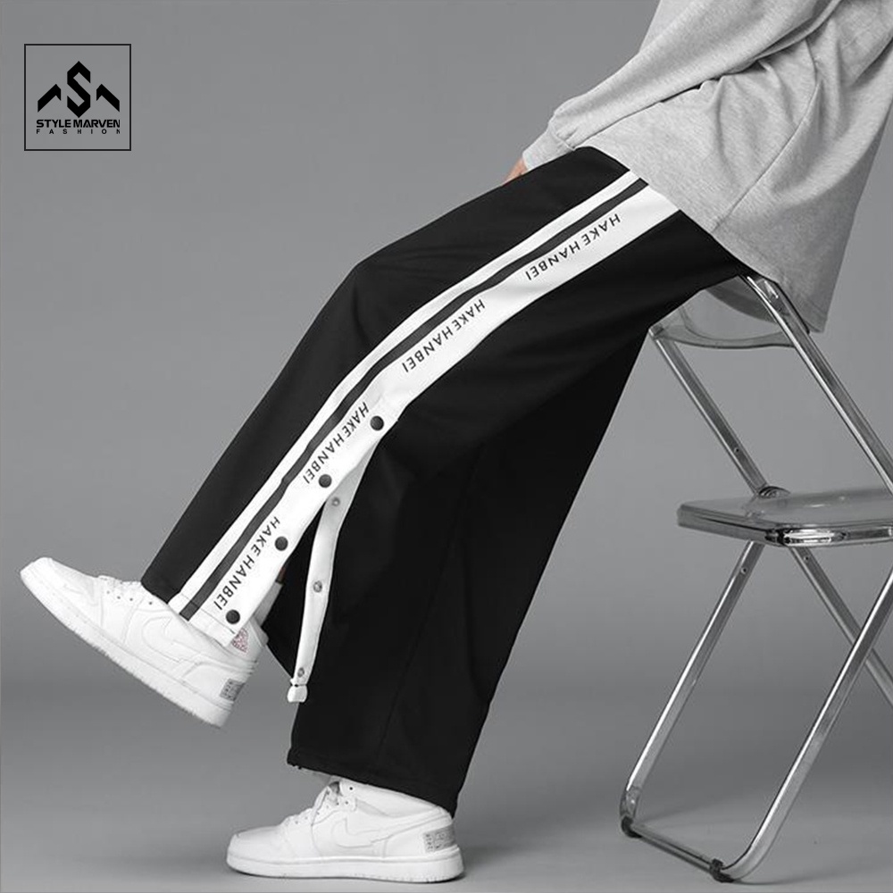 Quần Culottes Ống Suông Rộng Nam Nữ  Sọc Viền Phối Cúc STYLE MARVEN - JOGGER NAM 90000101C2