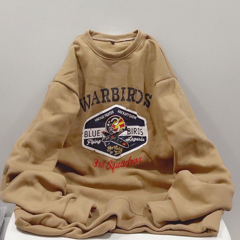 Áo Sweater WARBIRDS Cổ Tròn Siêu Hot, Màu Nâu Độc Lạ From Unisex Tay Bồng ( Ảnh Thật 100%) | BigBuy360 - bigbuy360.vn
