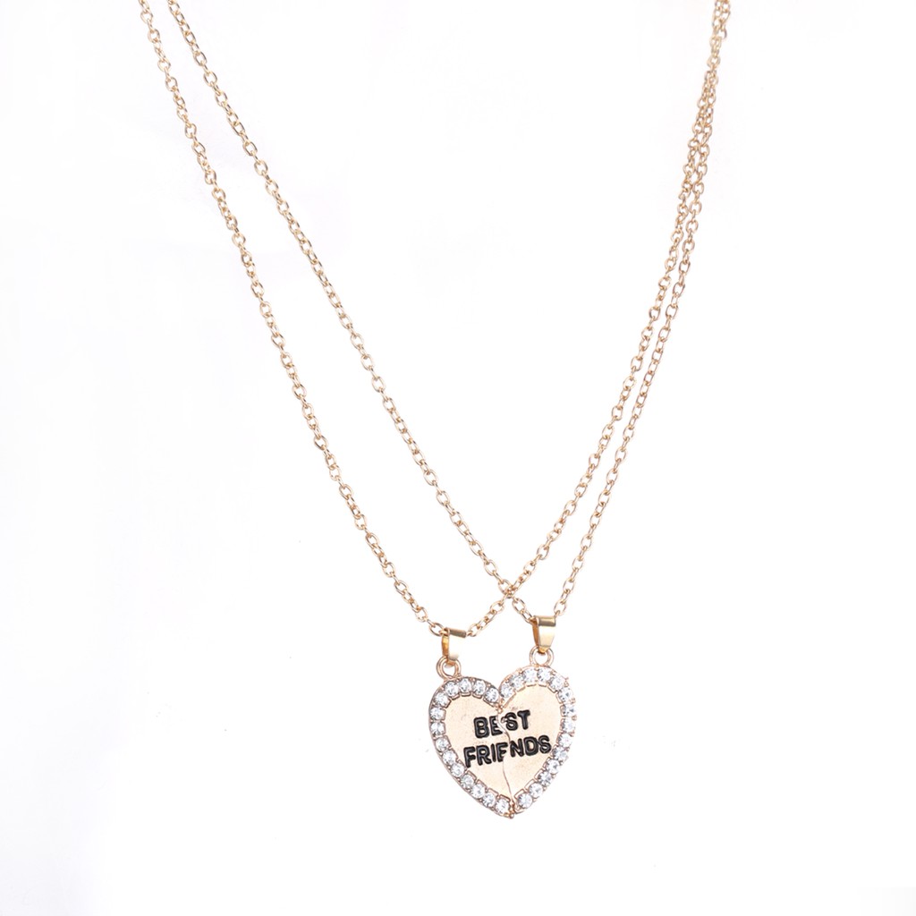 Set 2 Vòng Cổ Tình Bạn Mặt Nửa Trái Tim Khắc Chữ Best Friend Độc Đáo