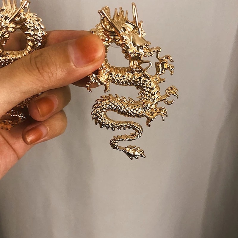 1 Đôi Khuyên Tai Hình Rồng Trung Hoa Cổ Điển Cá Tính