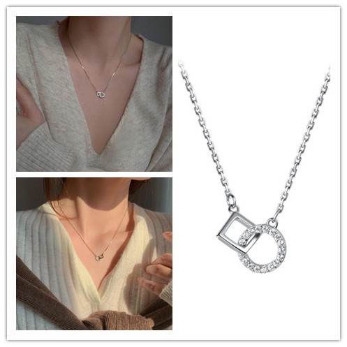 Vòng cổ Mặt Tròn Và Vuông Thiết Kế Ngọt Ngào Thanh Lịch Thời Trang Cho Nữ