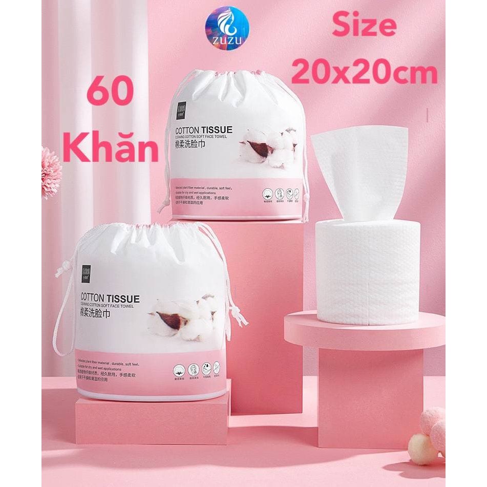 CUỘN 60 KHĂN MẶT 20X20 khô tẩy trang đa năng .Khăn lau mặt khô dùng 1 lần MẶT NHÁM VÊ SINH VÀ KHÔNG BỊ XỔ BÔNG