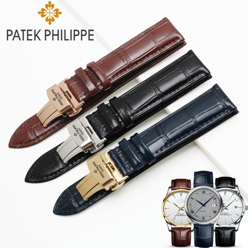 Dây Đeo Đồng Hồ Bằng Da Bò Thật 20mm 22mm Có Logo Dành Cho Patek Philippe
