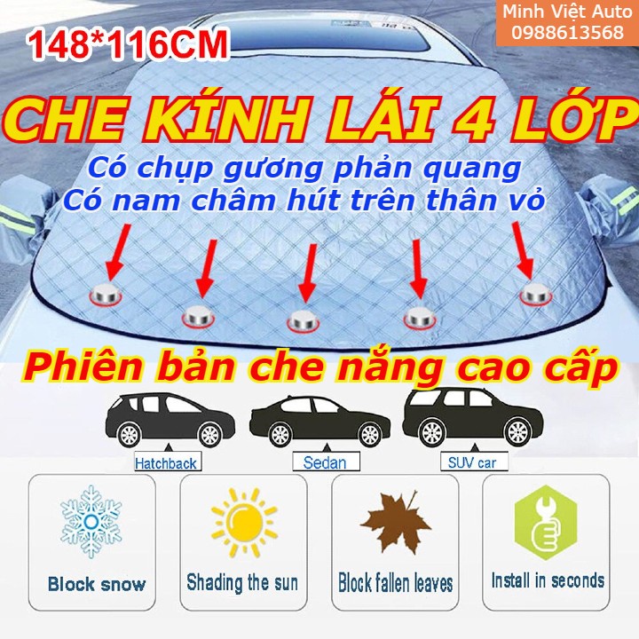 Che Kính Lái Ô Tô , Tấm Bạt Che Nắng Kính Lái Ô Tô 5 Lớp Cao Cấp Cách Nhiệt Chống Nóng Có Chụp Gương Phản Quang