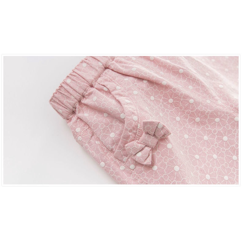 Quần Cotton Màu Hồng Phối Nơ Xinh Xắn Cho Bé Gái