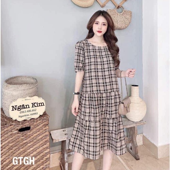 Đầm bầu ngắn tay kẻ thô thời trang thiết kế MSP103 Mom and Baby