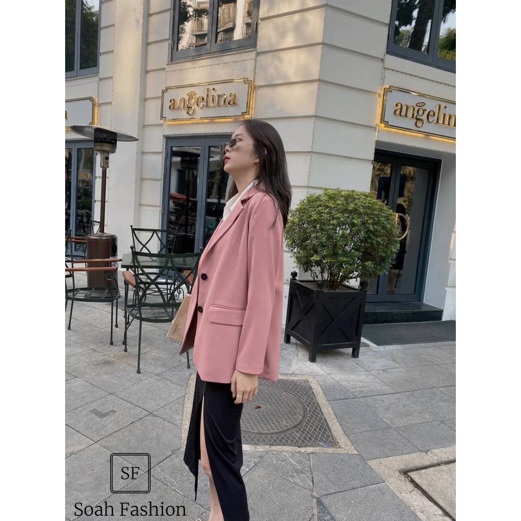 Áo Khoác Blazer màu Hồng Baby Nút Đen ❤️ Áo Khoác Nữ tay dài dạo phố , áo blazer nữ hàn quốc thiết kế siêu đẹp TN1337