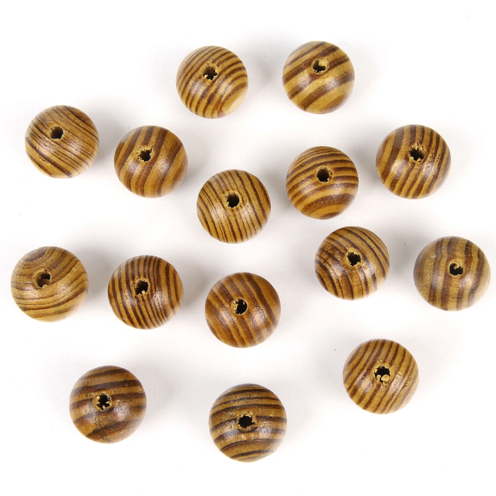 Chuỗi hạt gỗ nhám tự nhiên 6mm - 18mm làm đồ trang sức thủ công