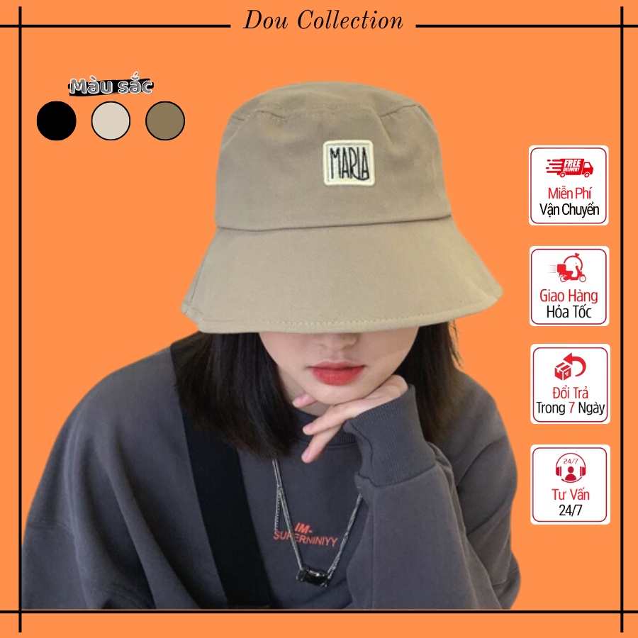 Mũ bucket nam nữ Cotton trơn thêu họa tiết MARI chống nắng thời trang xuân và hè phong cách Nhật Bản - Mã NV048