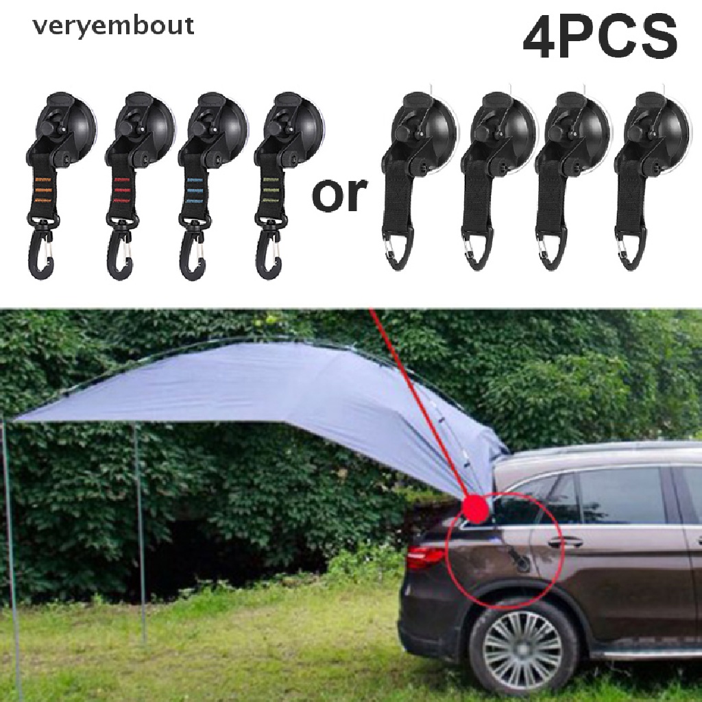 ut 4Pcs Outdoor Suction Cup Anchor Securing Hook Tie Down Camping Tarp As Car Side n