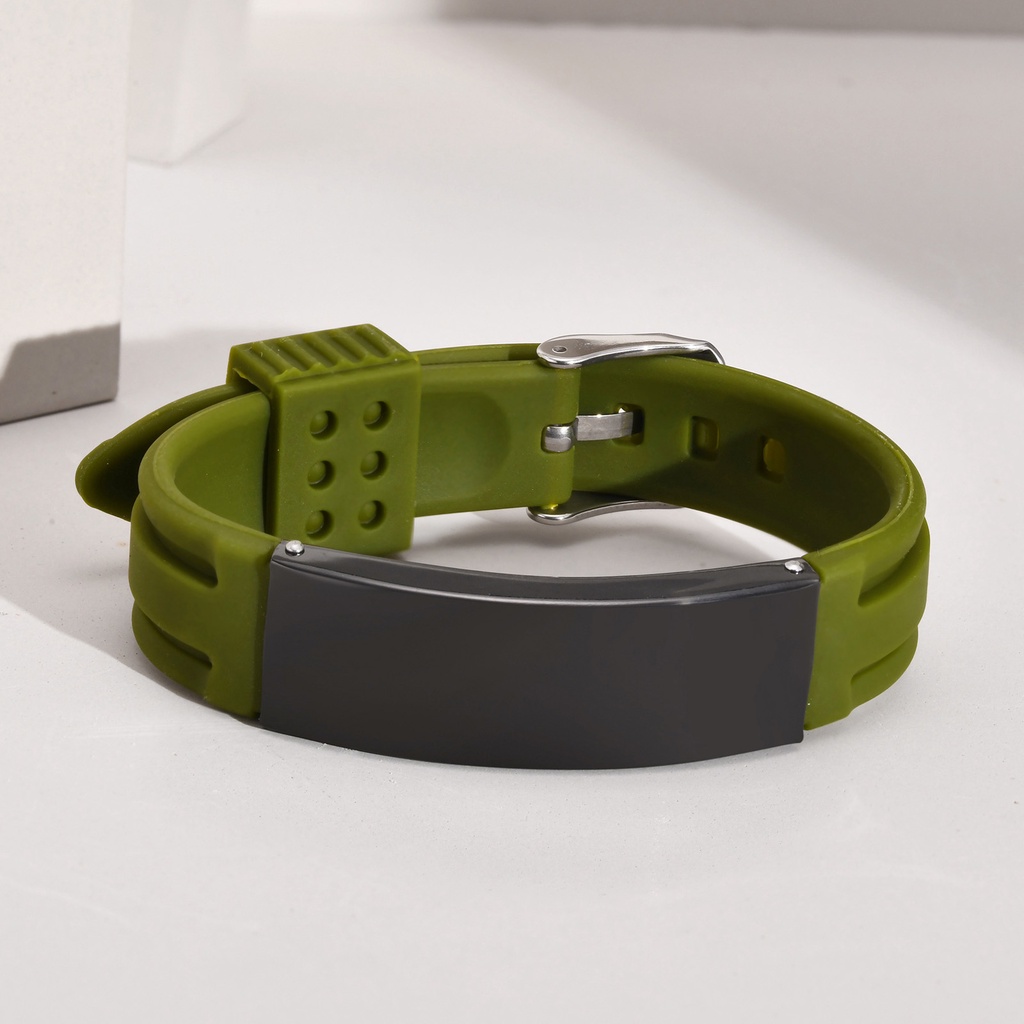 Vòng Tay Silicone Thép Không Gỉ Khắc Tên Nhãn Hiệu Vnox Cho Nam