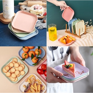 Combo 4 đĩa vuông nhựa lúa mạch an toàn sức khỏe (2x14x14cm)