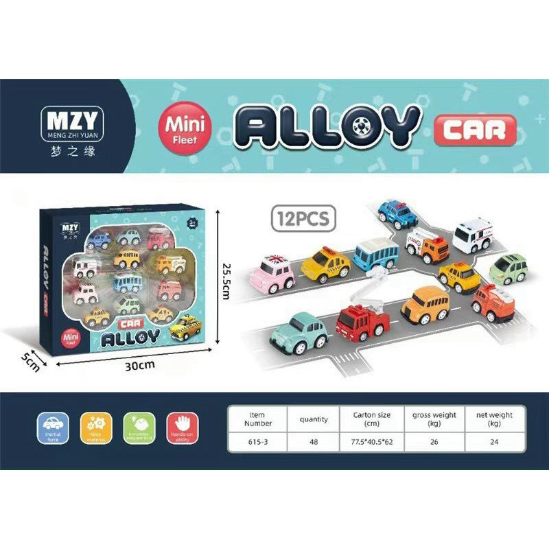 Set bộ 12 ô tô đồ chơi cho bé Alloy Car siêu dễ thương