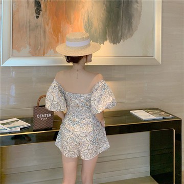 Áo liền quần cổ vuông dáng ngắn kiểu Pháp thời trang hè năm  cho nữ