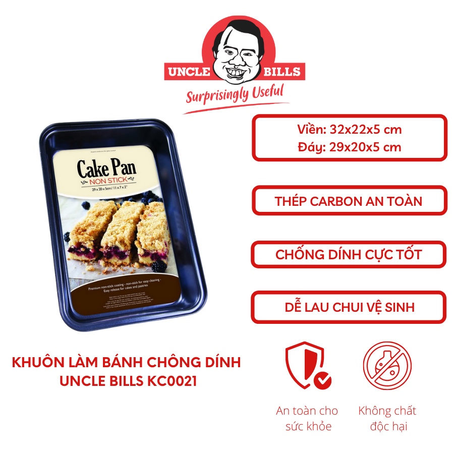 Khuôn Làm Bánh Không Dính Hình Chữ Nhật Uncle Bills KC0021