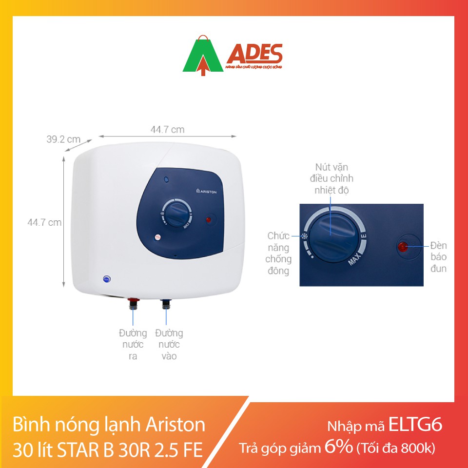 Bình nóng lạnh Ariston 30 lít STAR B 30R 2.5 FE | Chính Hãng, Giá Rẻ