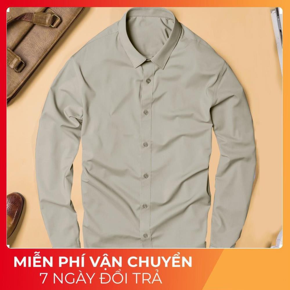 [Hàng Chuẩn] [GIẢM GIÁ 45%] - Áo sơ mi nam dài tay cổ bẻ vải cotton lụa thái chống nhăn chống xù lịch lãm