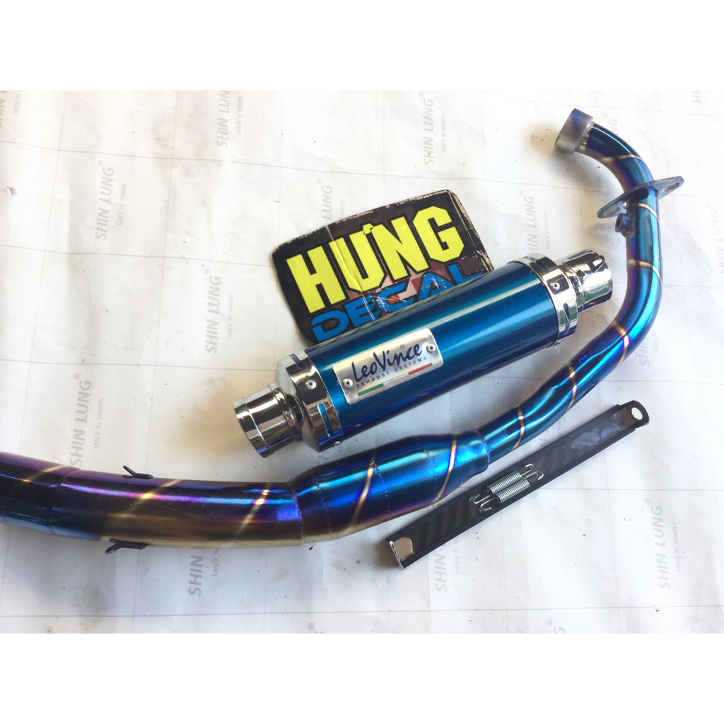 Pô leovince XANH cổ bầu hơi titan exciter, winer, sonic, raider, satria, gsx, TFX, R15