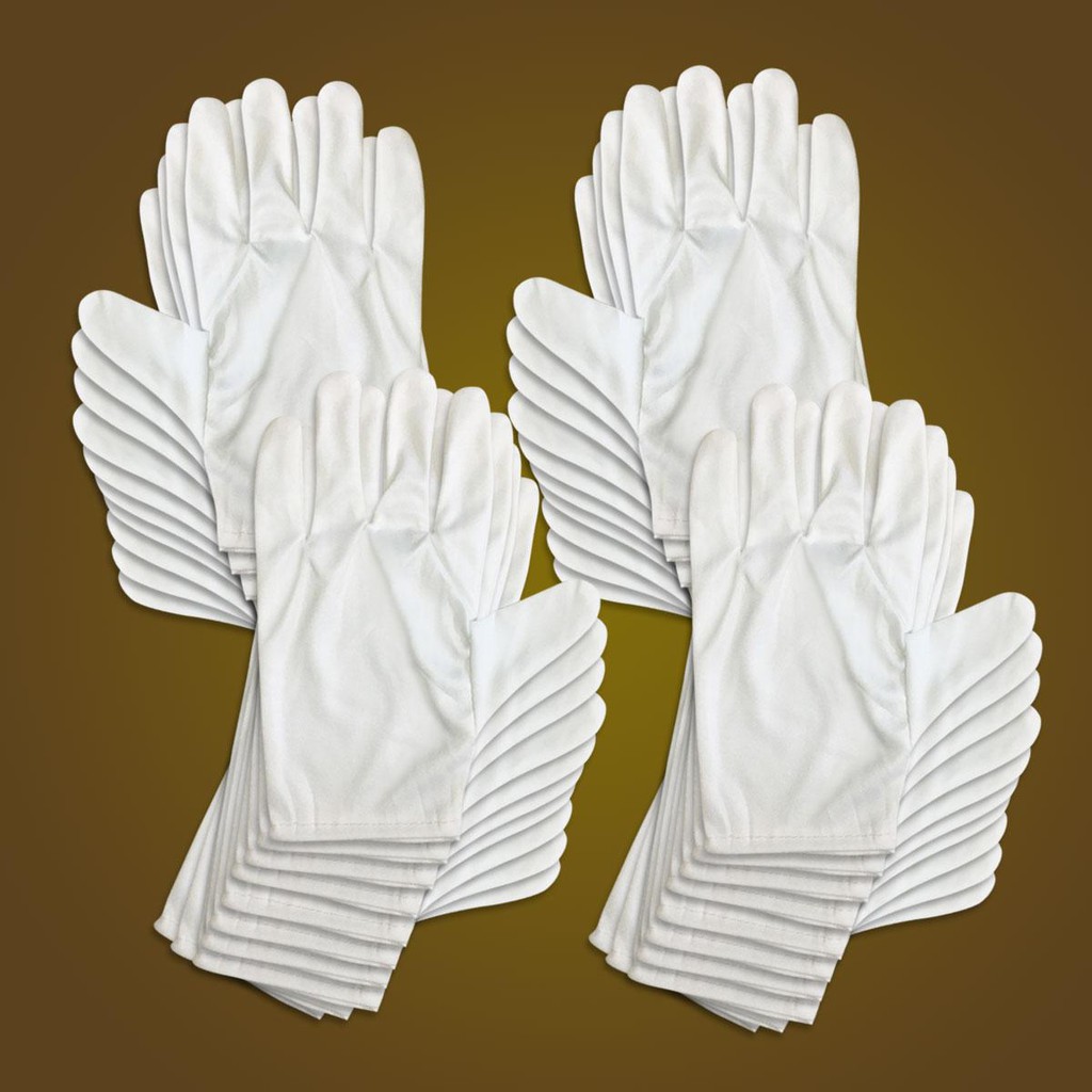 Bao tay trắng vải cotton 2 chiều (vải sẹc) cho lễ tân, bảo vệ, duyệt binh ( 20 đôi)