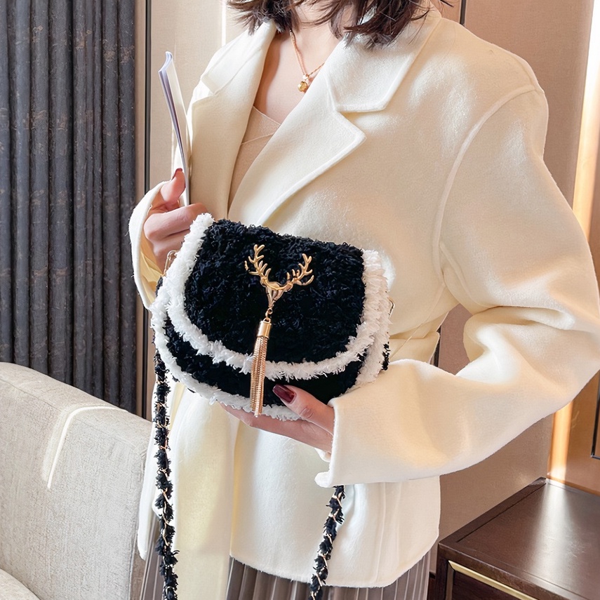 Túi handmade tự đan, túi đeo chéo dáng yên ngựa thời trang Hàn Quốc - Bộ phụ kiện đầy đủ LX502