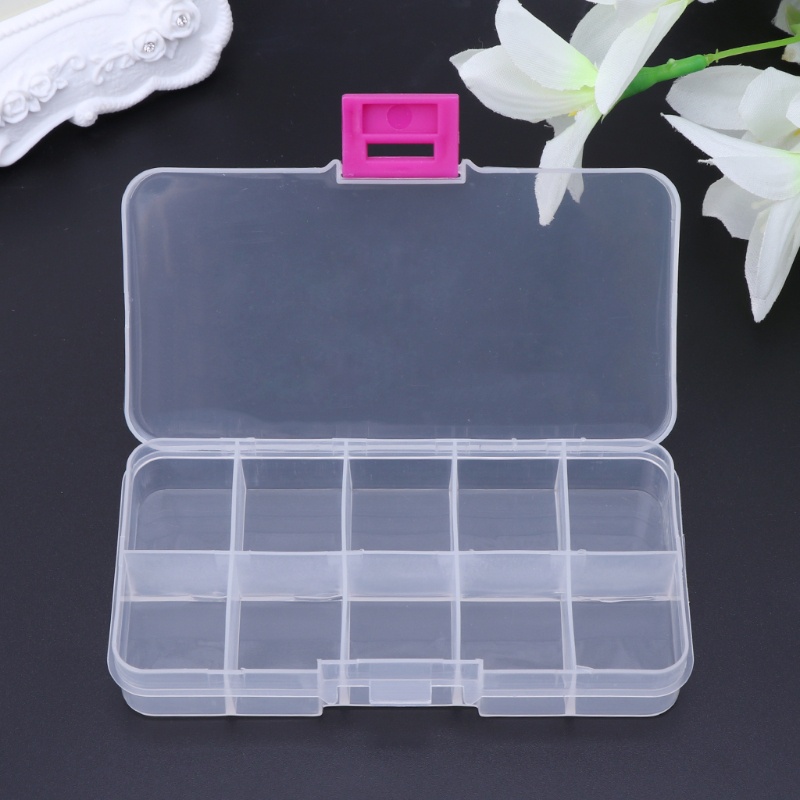 Hộp Nhựa Trong Suốt 10 Ngăn Đựng Đồ Trang Sức Tiện Dụng