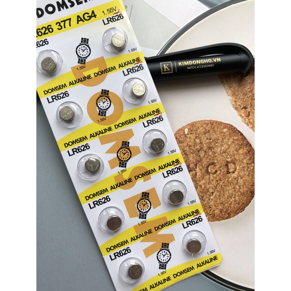 Vỉ 10 Viên Pin Domsem LR626 377 626 SR66 SR626 Pin Đồng Hồ Đeo Tay