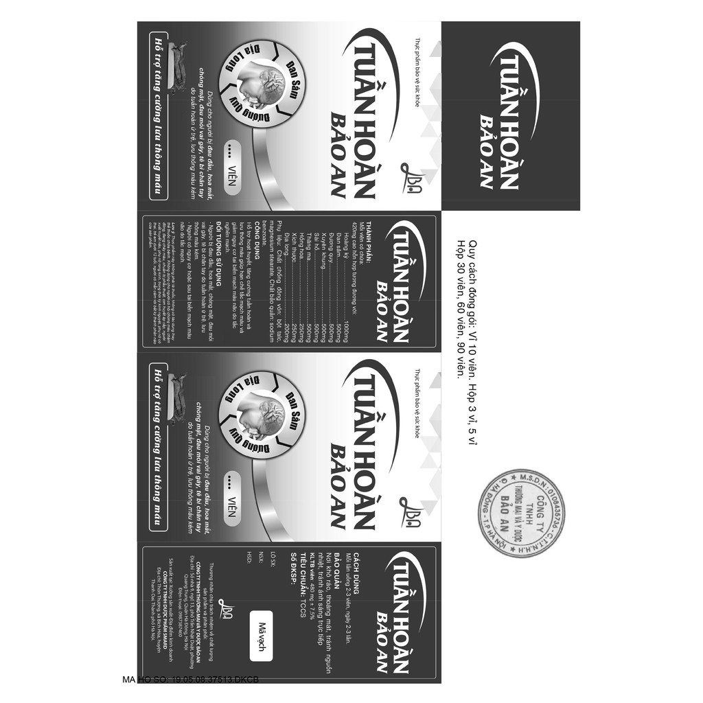 TUẦN HOÀN BẢO AN - Hỗ trợ tăng cường lưu thông máu, giảm đau đầu, hoa mắt, chóng mặt, đau mỏi vai gáy, tê bì chân tay