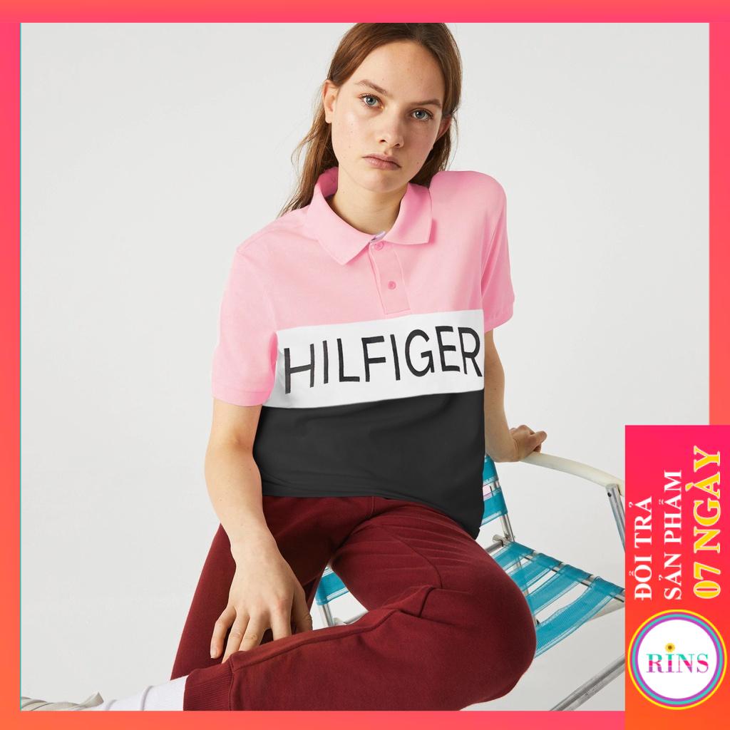 ÁO THUN CỔ TRỤ VNXK TOMMY HỒNG ĐEN - COTTON CÁ SẤU 100%