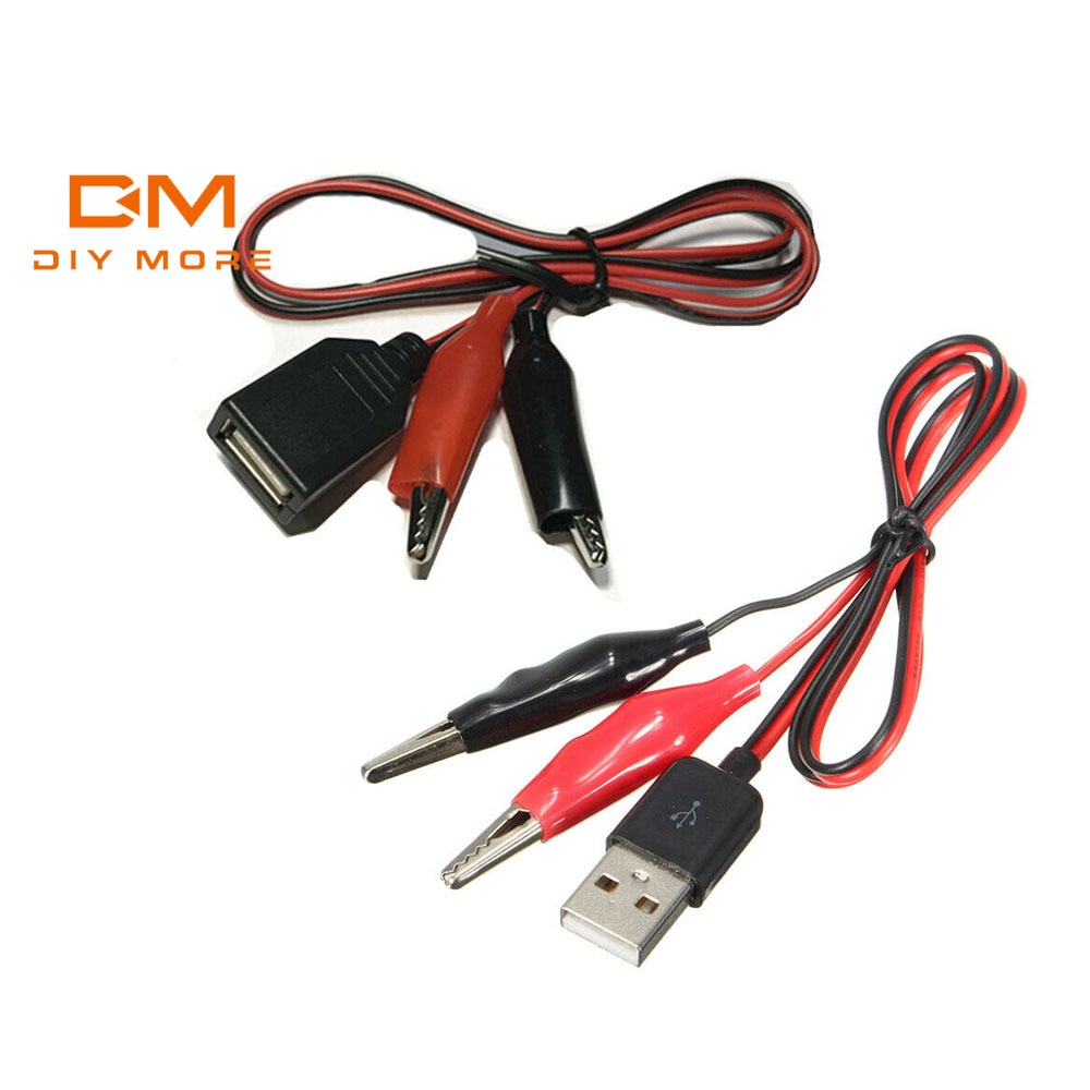 DIYMORE Dây cáp kẹp cá sấu kiểm tra chuyển đổi nguồn điện nối đầu cắm USB
