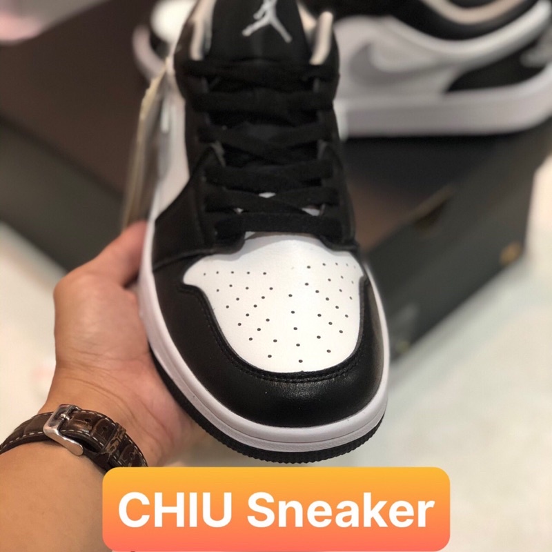 [ CHIU Sneaker 1 ] Giày Sneaker Jordan 1 cổ thấp xám smoke grey V3 phiên bản SC da thật trắng đen