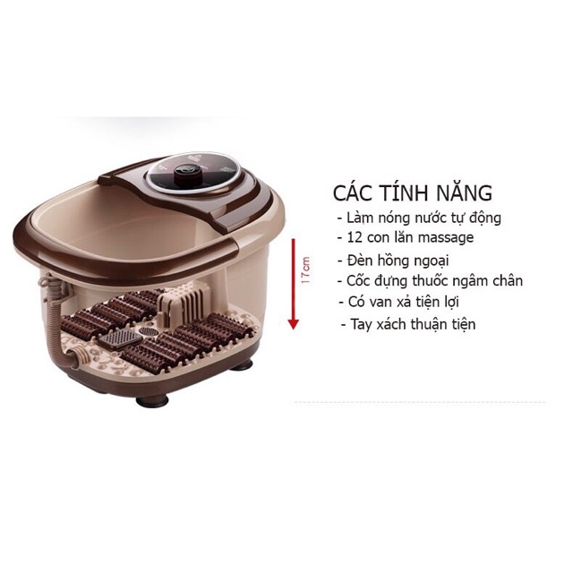 Bồn ngâm chân Có SỤC KHÍ  - Bồn massage chân hồng ngoại thải độc làm nóng nước 3 chế độ, Máy ngâm chân điện