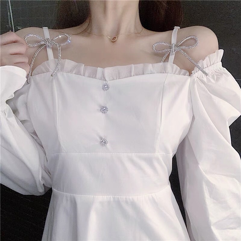 Đầm dây trễ vai
