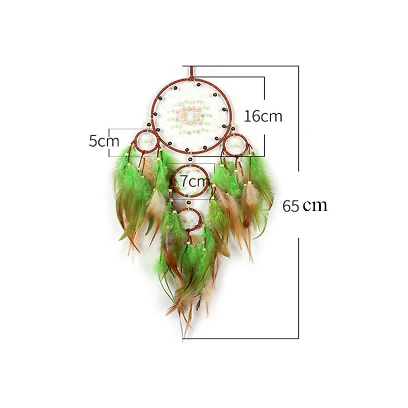 Dreamcatcher Trang Trí Lông Vũ Kiểu Vintage Có Đèn Led Tặng Kèm Móc Dán Tường