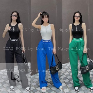 Quần xuông chất lụa gân cạp chữ