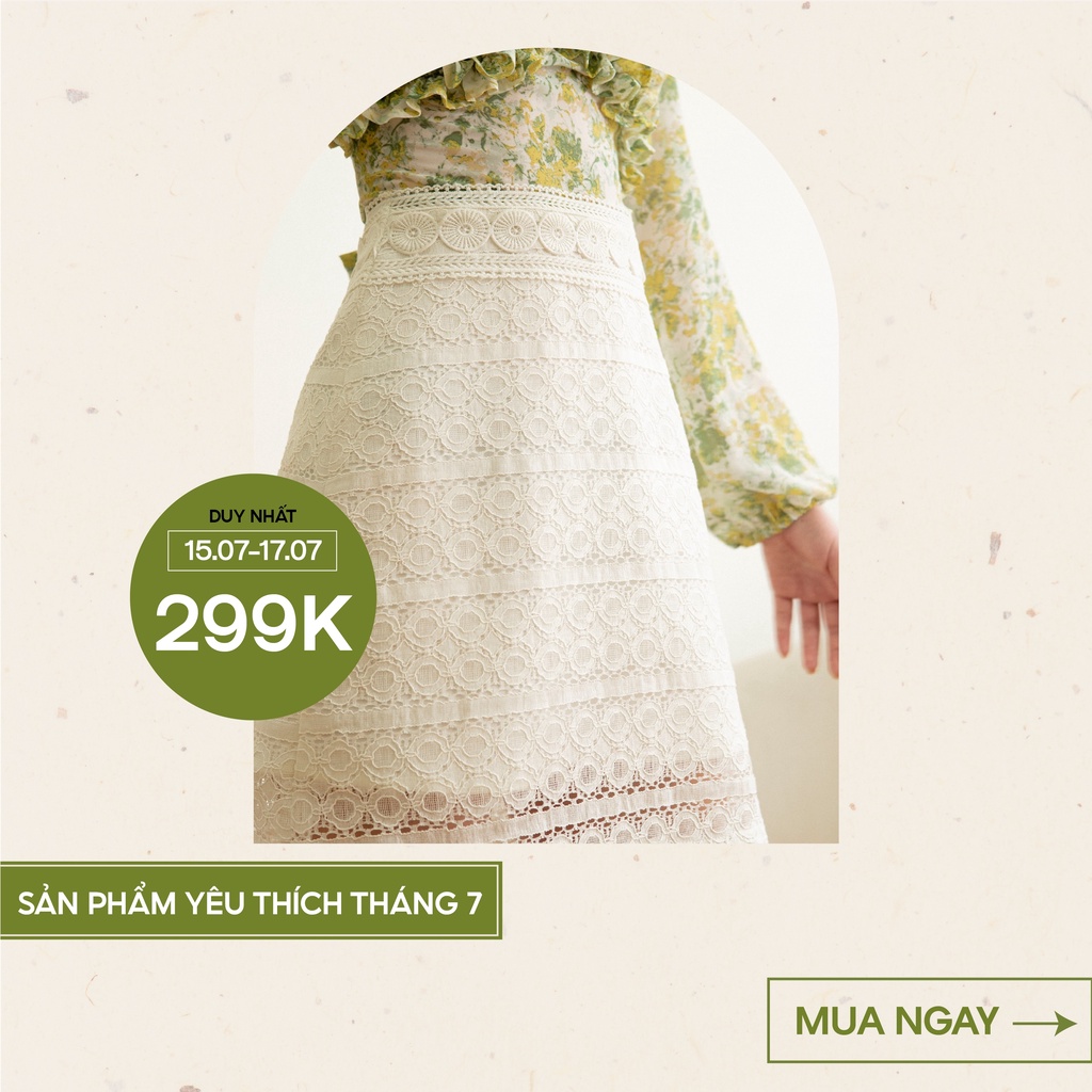 Chân Váy Ren Chữ A Màu Trắng EDINI - V384 | BigBuy360 - bigbuy360.vn