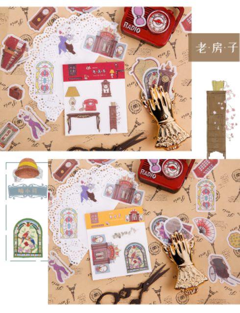 Túi 40 hình dán sticker mèo sang chảnh phong cách cổ điển