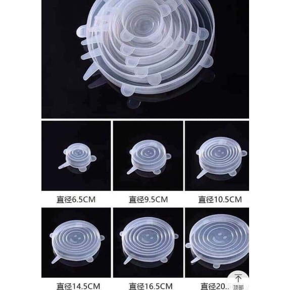 Set 6 màng bọc thực phẩm silicon bền, đẹp, đậy thức ăn, bảo quản đồ ăn tiện ích, thông minh