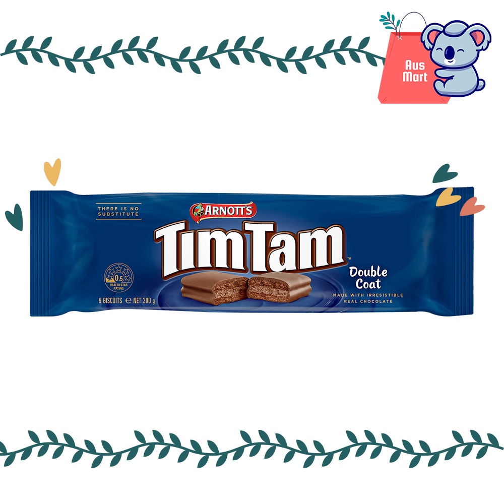 AusMart | Bánh quy Tim Tam nhập Úc Double Coat gấp đôi Socola (9 cái) 200gr Timtam