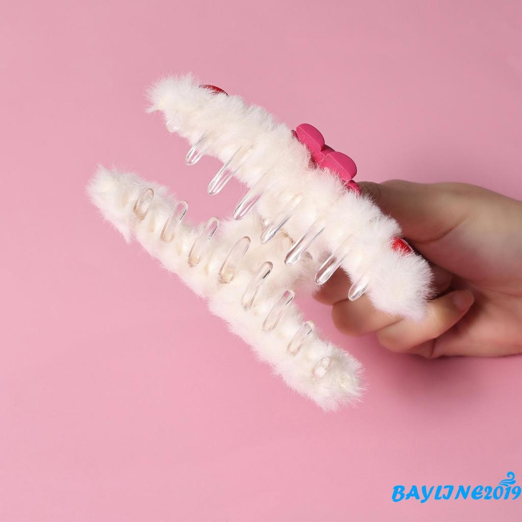 BAY-Kẹp tóc hỗ trợ rửa mặt vải lông họa tiết gấu hoạt hình dễ thương dành cho nữ rửa mặt