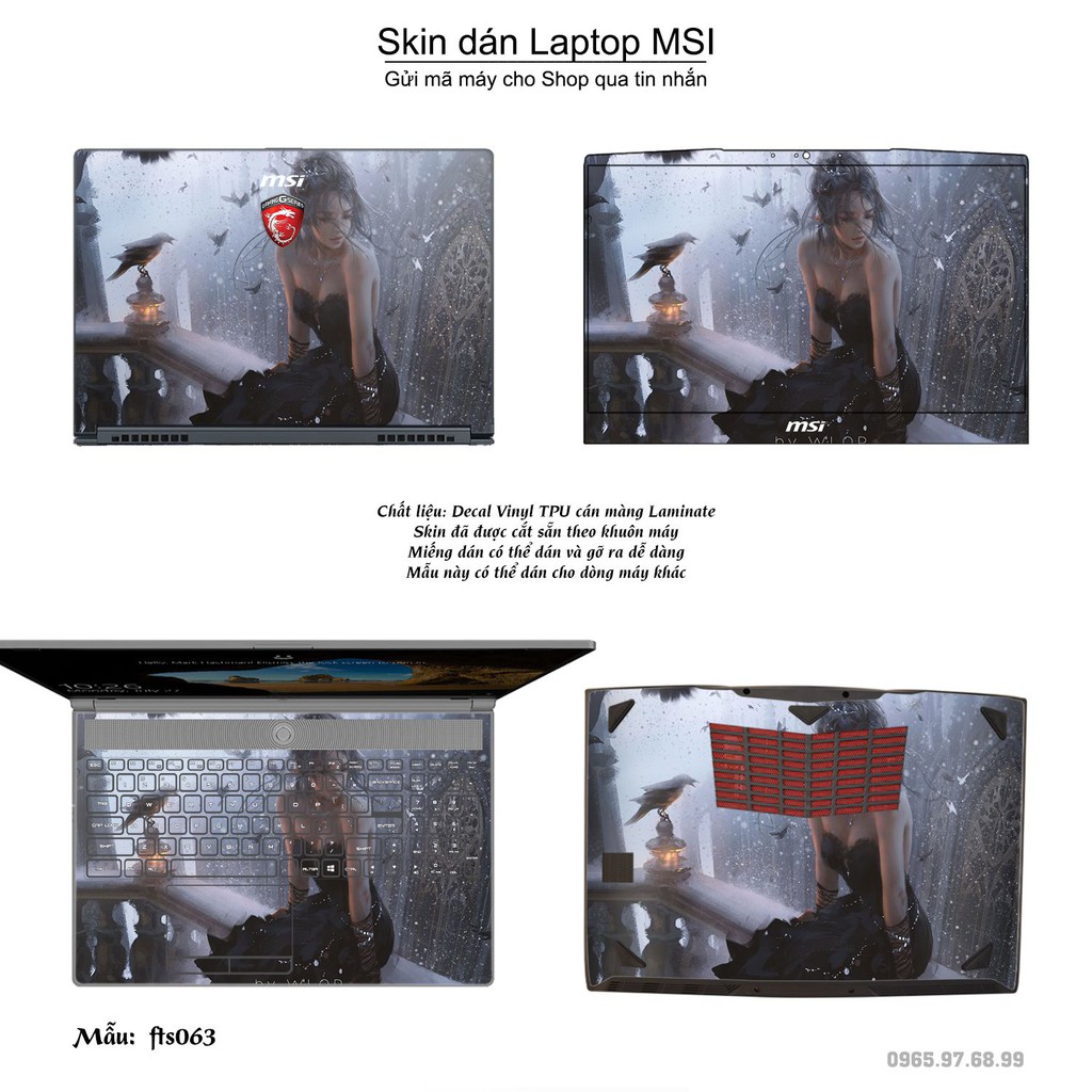 Skin dán Laptop MSI in hình Fantasy nhiều mẫu 7 (inbox mã máy cho Shop)