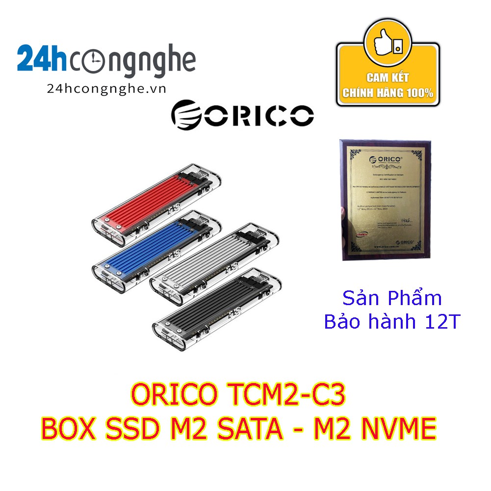 Box ổ cứng M.2 PCIe NVMe trong suốt-tản nhiệt-USB 3.1 Orico TCM2-C3