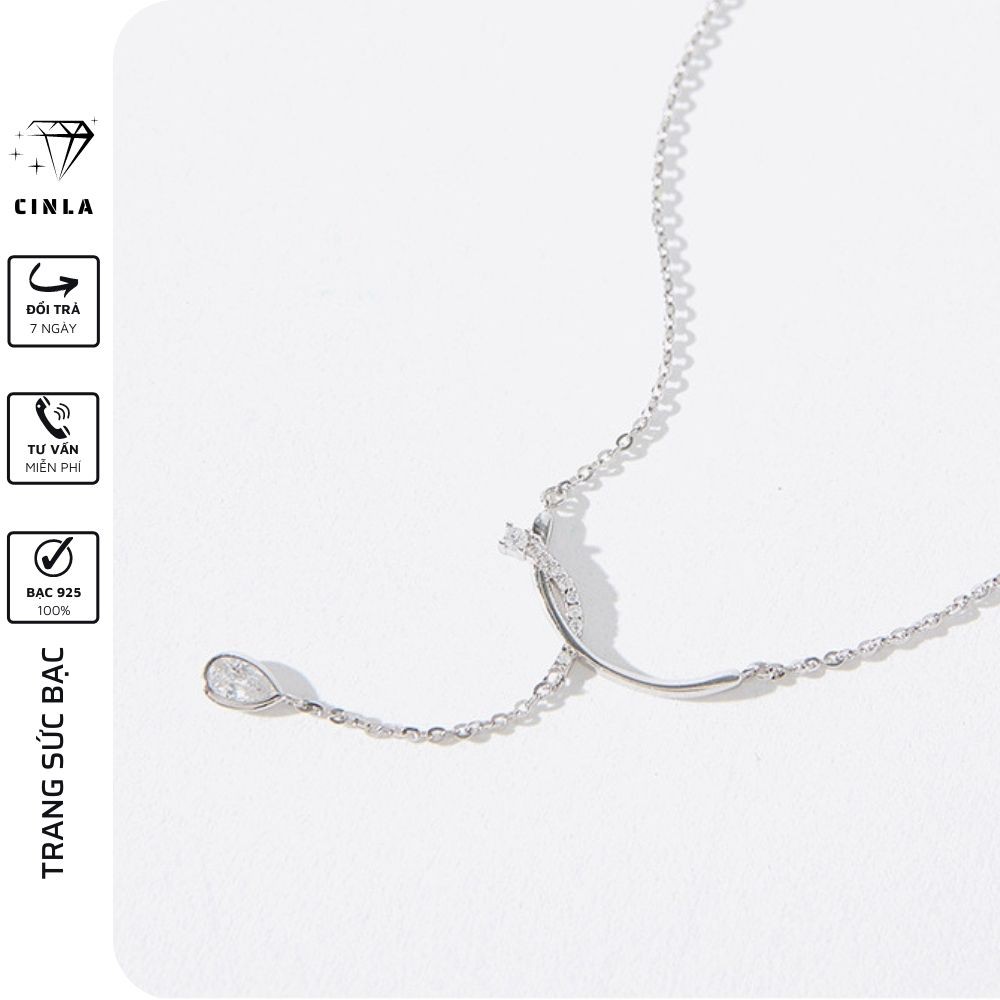 Vòng cổ mạ bạc 925 dây chuyền nữ cao cấp sang trọng thanh mảnh nhẹ nhàng trang sức CINLA DC007