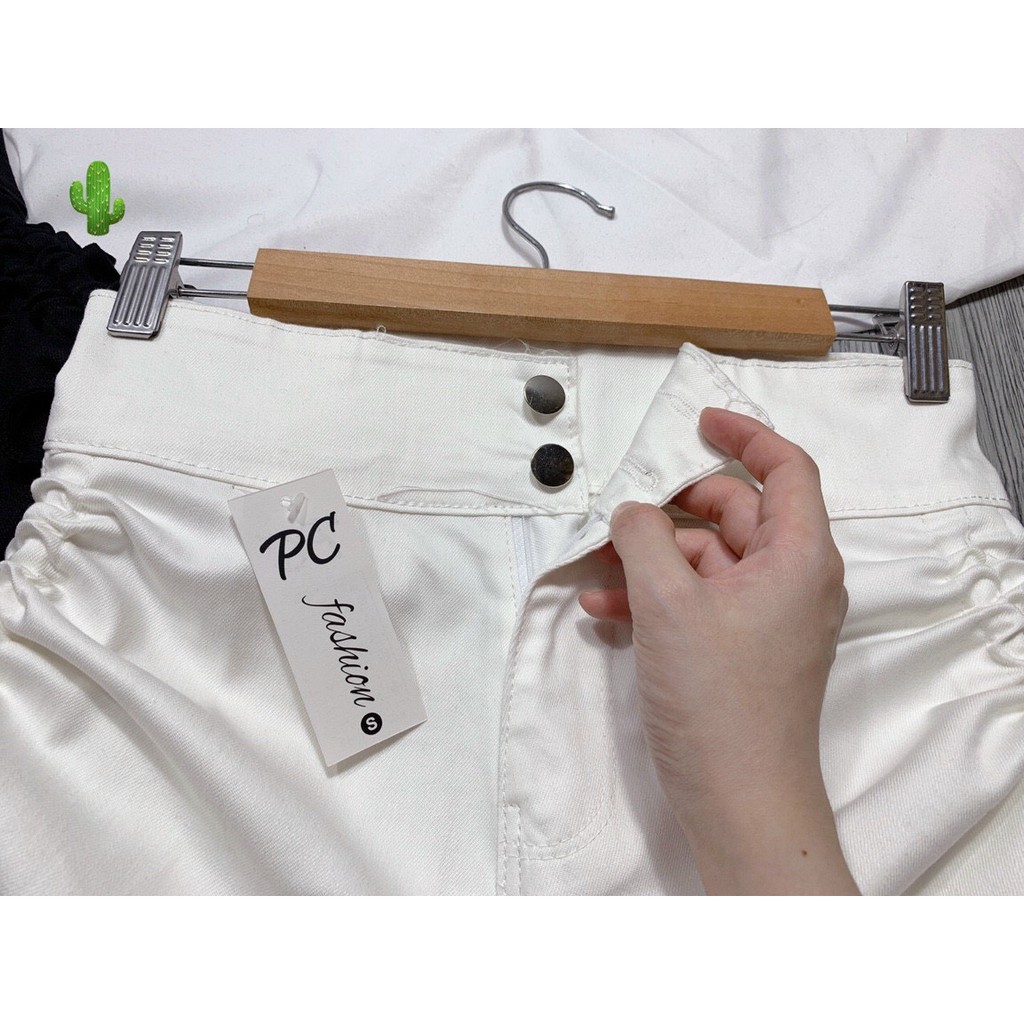 Quần short kaki pc nữ kiểu lưng cao 2 nút rút dây 2 bên sexy