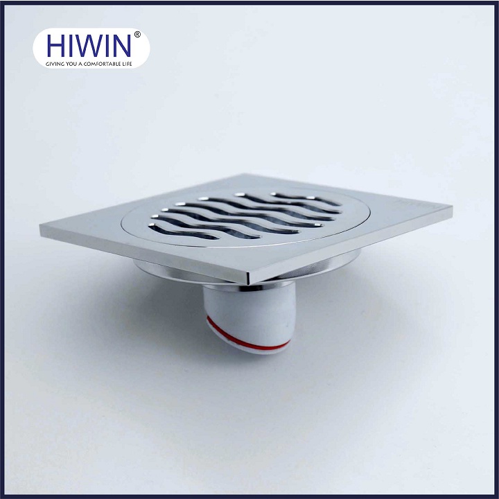 Phễu thoát sàn chống mùi hôi thoát nước nhanh đồng mạ crom kích thước 100x100mm HIWIN FD-1118