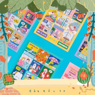 Hình Dán Trang Trí Phong Cách Tuổi Teen Hàn Quốc Square Paper Point Deco Teenagers Sticker Korea