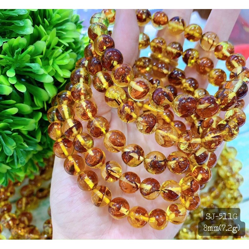 Vòng Tay Hổ Phách Vàng Chuẩn 5A Size 8mm-12mm